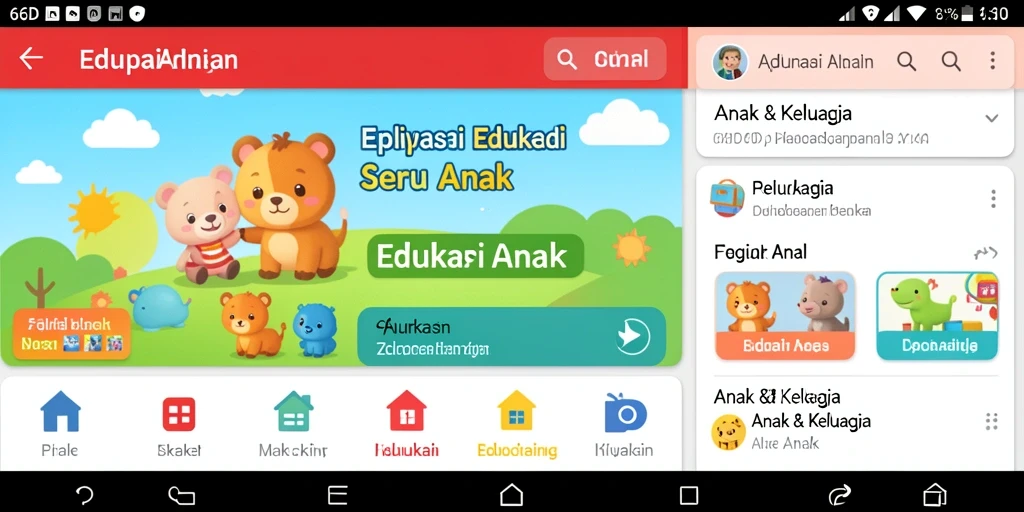 Antarmuka aplikasi 66D yang menarik dan edukatif untuk anak.