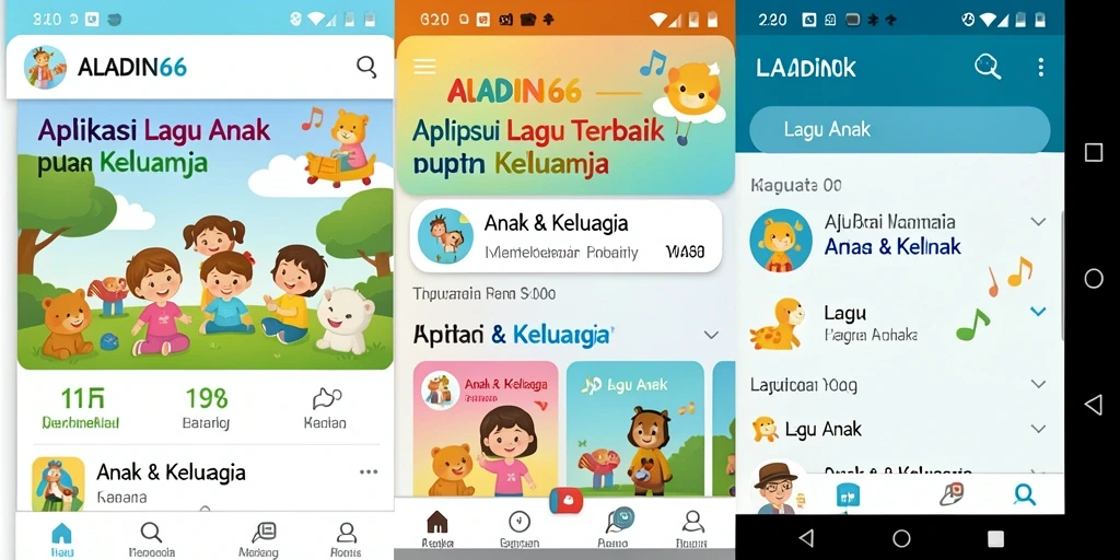 Screenshot ALADIN66 menunjukkan antarmuka aplikasi Lagu Anak yang ceria dan ramah pengguna.