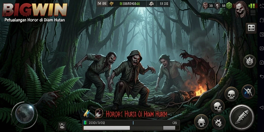 Tampilan antarmuka gameplay Horor Hutan yang menegangkan.