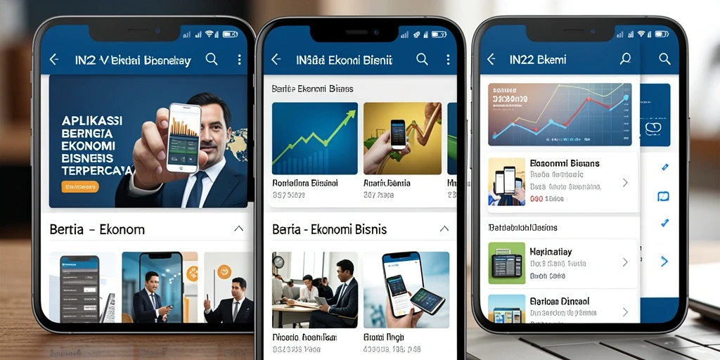 Antarmuka IN22 menampilkan berita ekonomi terbaru dengan desain yang menarik.
