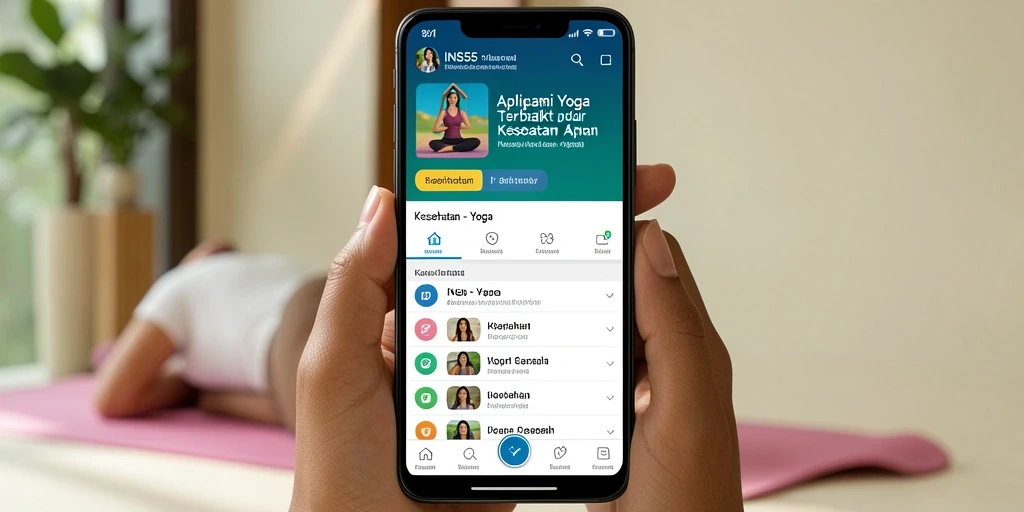 Antarmuka aplikasi INS55 dengan berbagai pilihan pose Yoga.