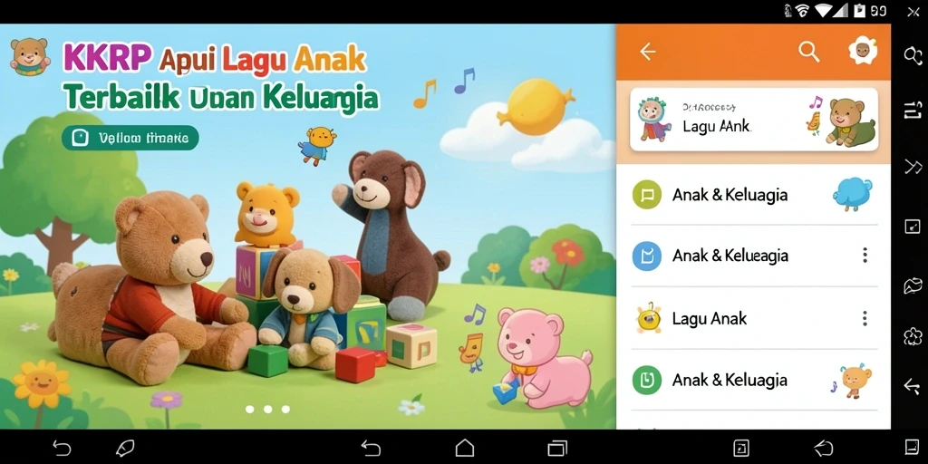 Tampilan utama KKRP dengan berbagai pilihan lagu anak yang menarik.
