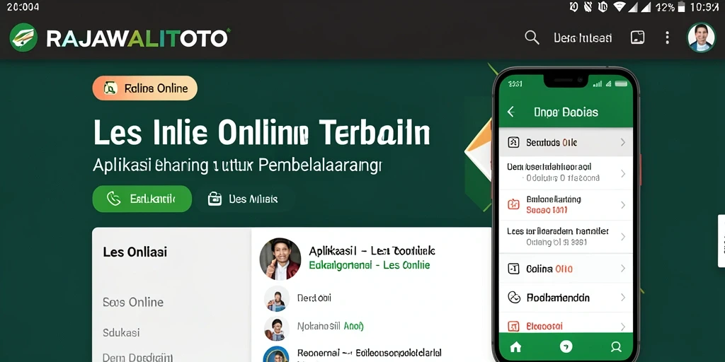 Antarmuka aplikasi Les Online RAJAWALITOTO yang interaktif dan modern.