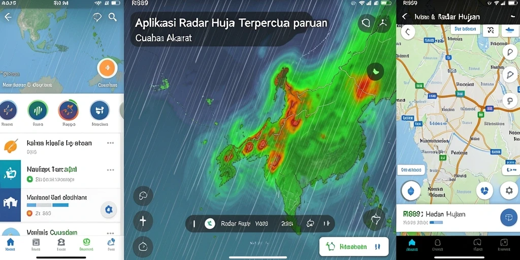 Antarmuka RI889 menampilkan pemantauan Radar Hujan yang real-time.