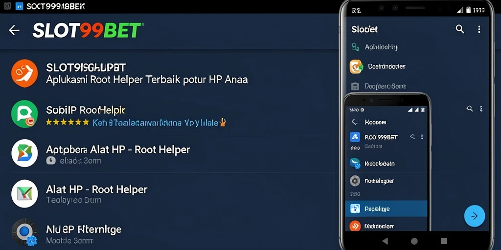 Tampilan antarmuka aplikasi ROOT Helper SLOT99BET.